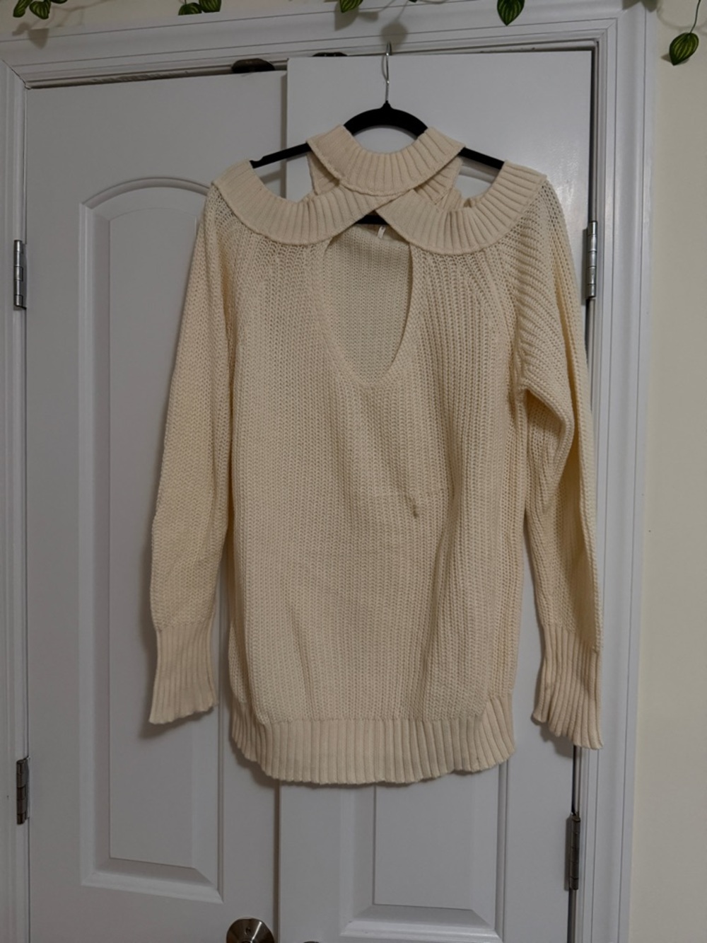 Free People Cream Off-Shoulder Ribbed Sweater - Picture 3 of 7